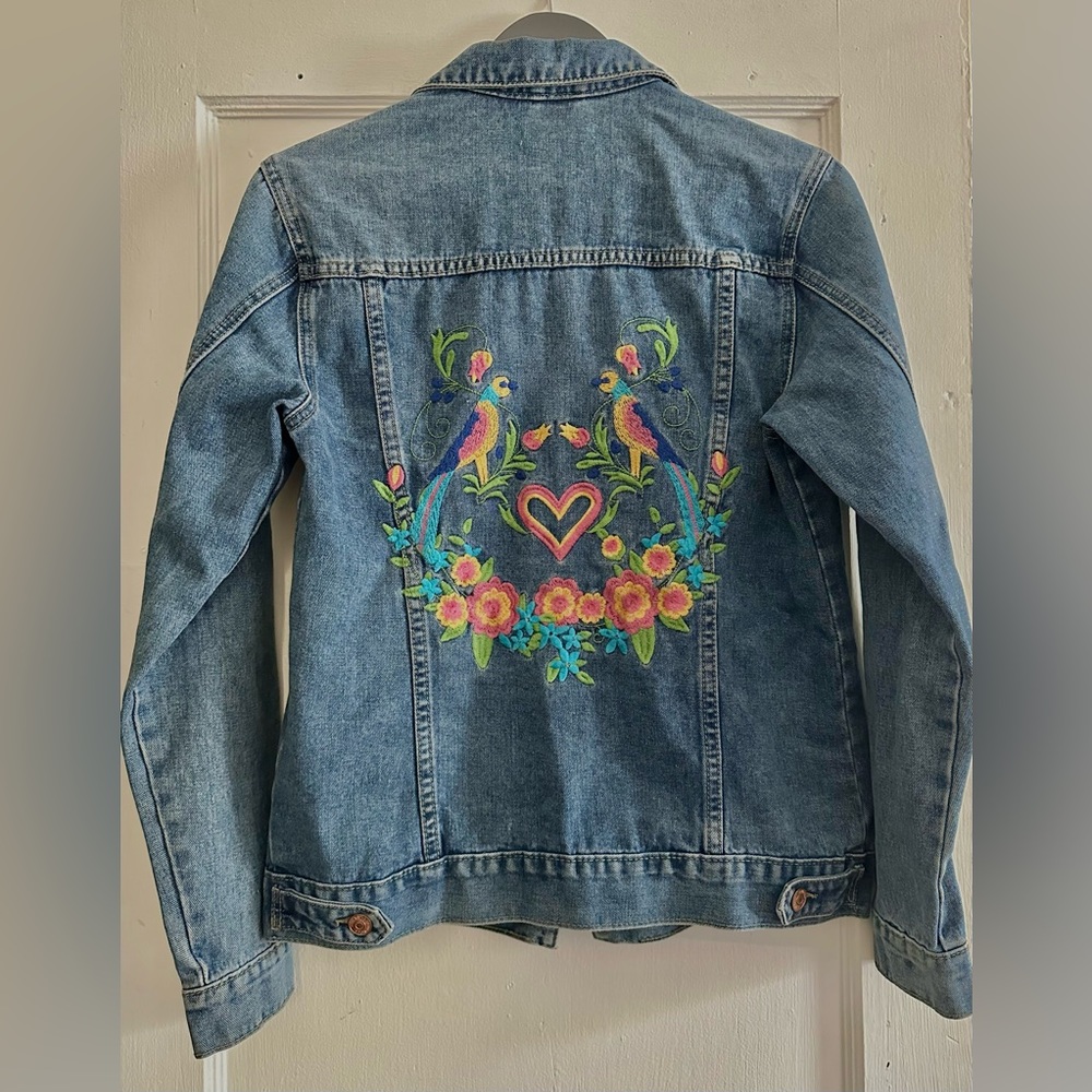 Floral Print Denim Jacket (Embroidered)